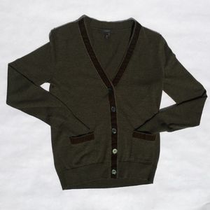 J Crew Cardigan with Velvet Trim